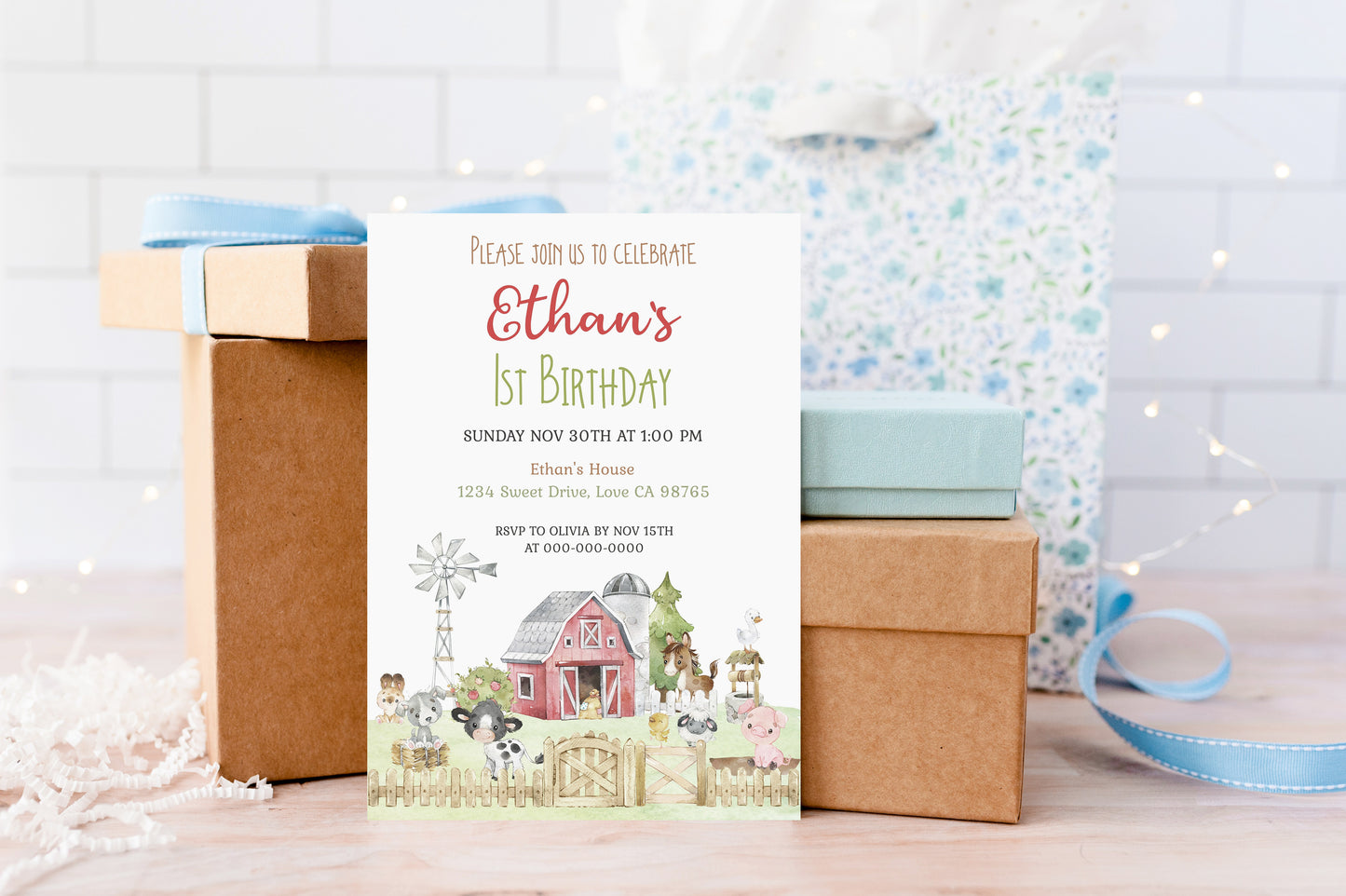 Farm Birthday Invitation | Editable Barnyard Bash Invite - 11C1