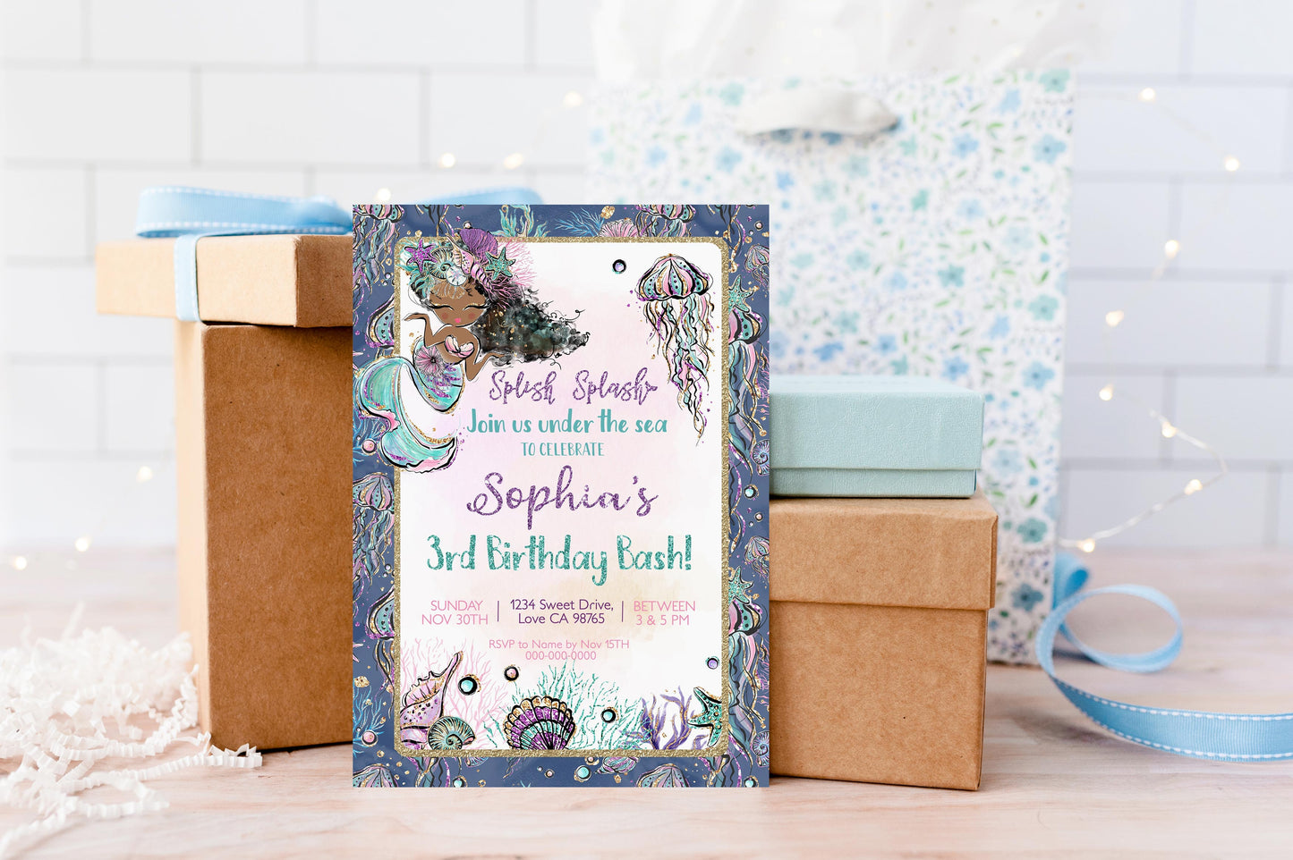 Mermaid Invitation EDITABLE | Under The Sea Birthday Party Invite - 20B1