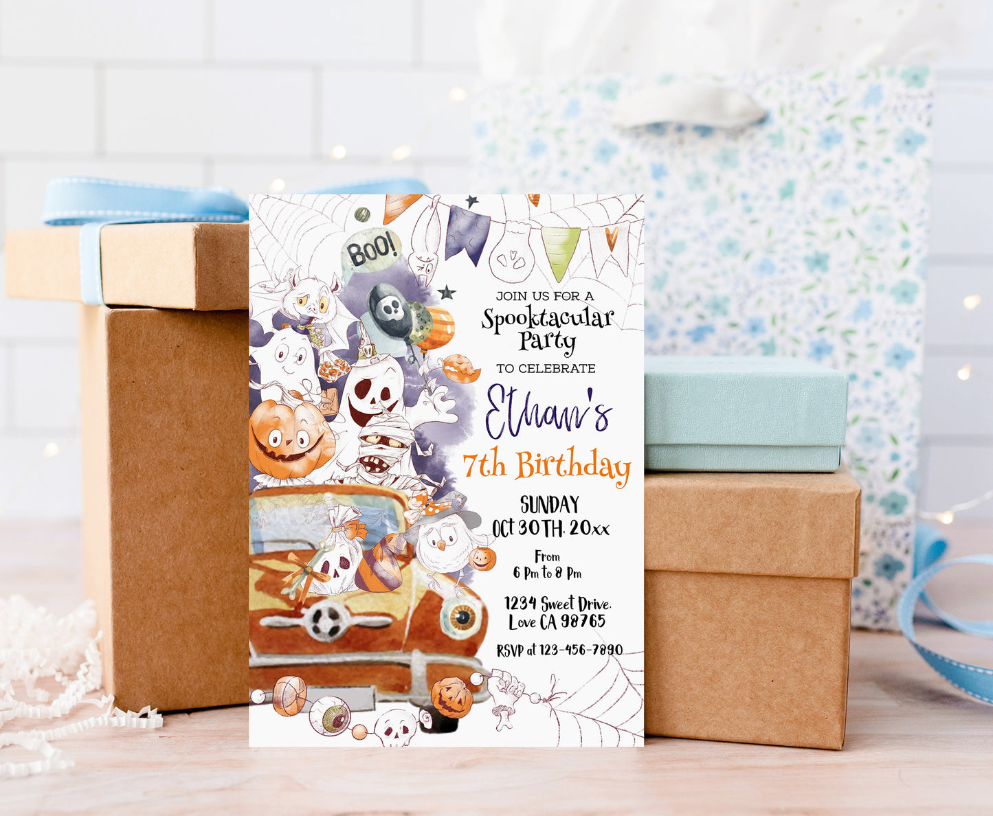 Editable Halloween Birthday Invitation | Kids Halloween Party Invite - 115A