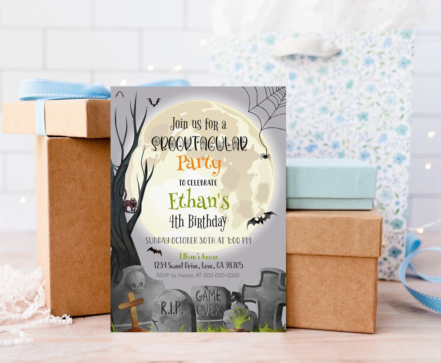 Spooky Birthday Party Invitation| Halloween Party Invite - 115M