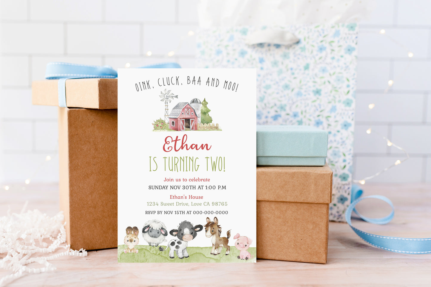 Farm Birthday Invitation | Editable Barnyard Bash Invite Boy - 11C1