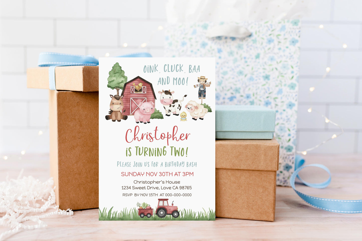 Barnyard Bash Party Invitation | Editable Farm Birthday Invite - 11A