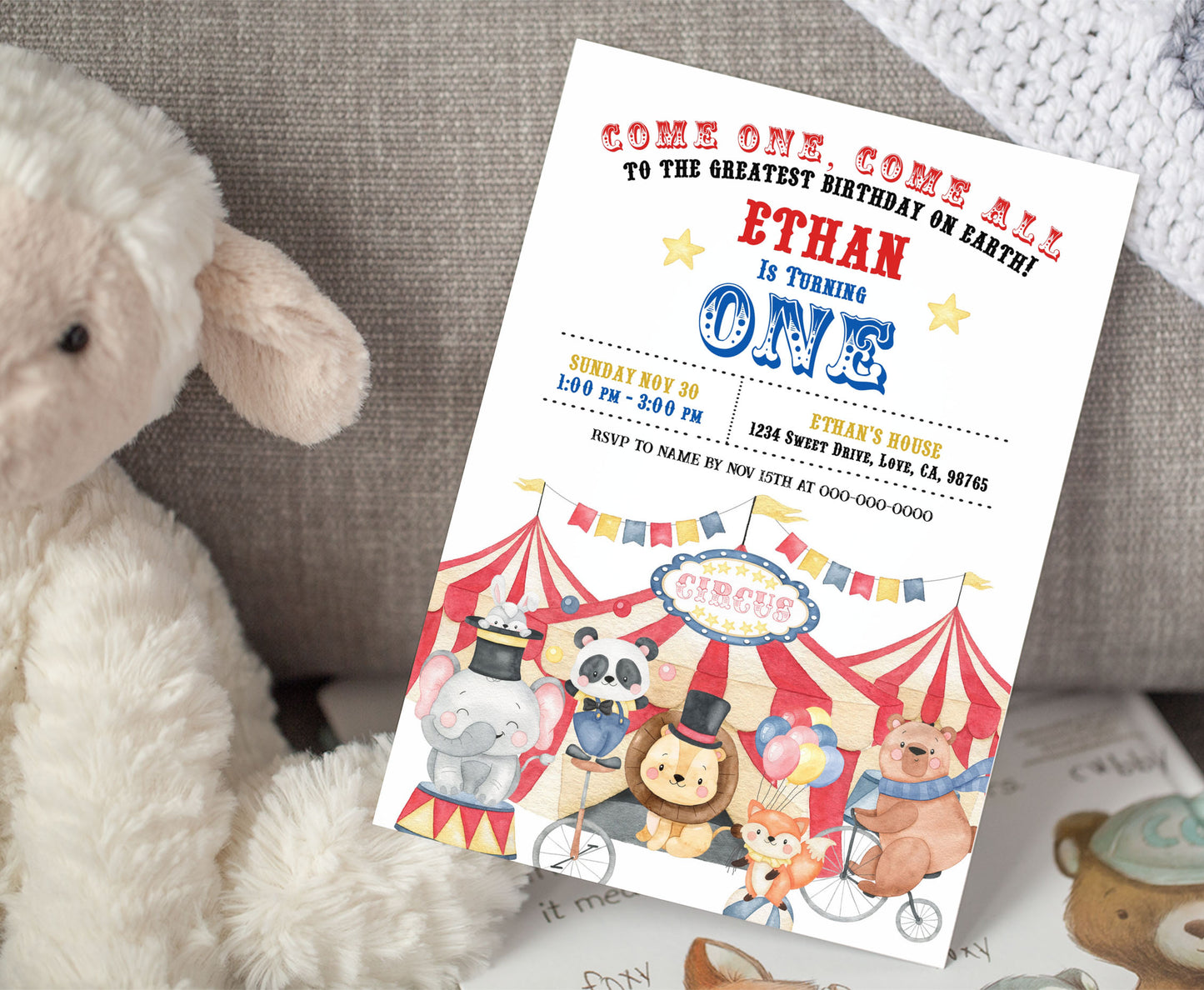 Circus Birthday Invitation | Editable Carnival Party Invite - 06A