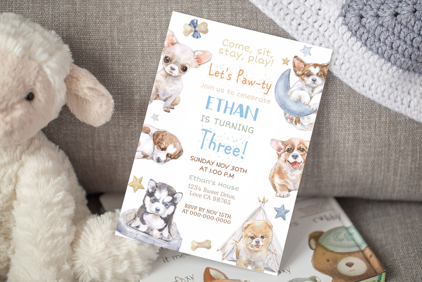 Dog Birthday Invitation | Editable Puppy Party Invite - 72A