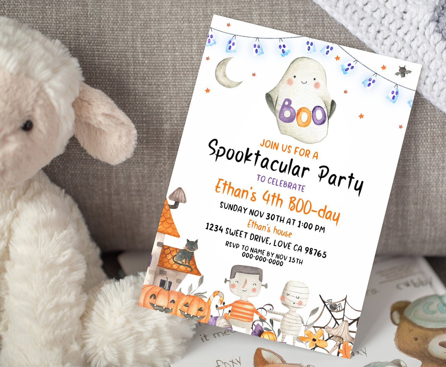 Ghost Birthday Invitation | Editable Halloween Party Invite - 115L