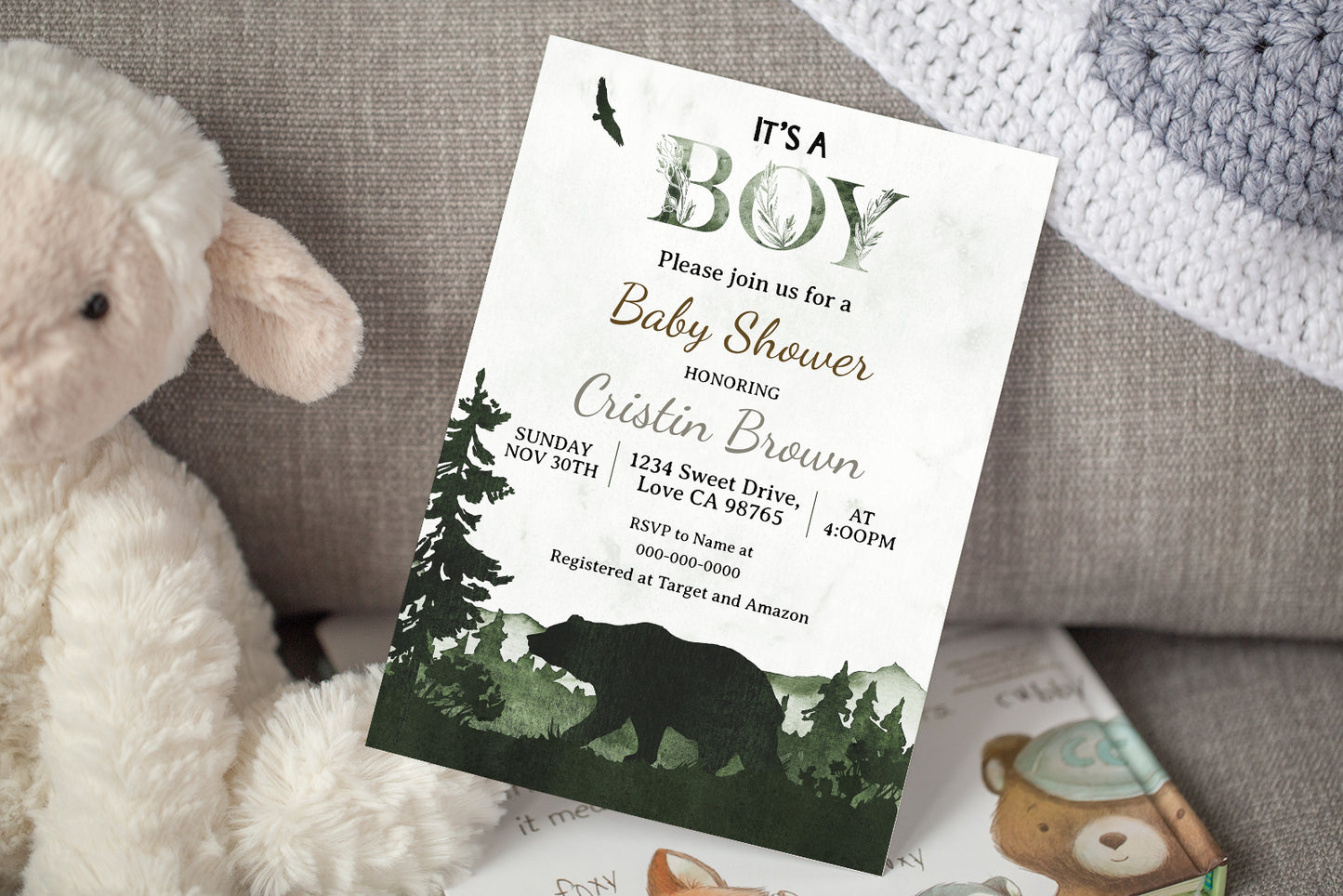 It's a boy Bear Baby Shower | Forest Theme - 47C2