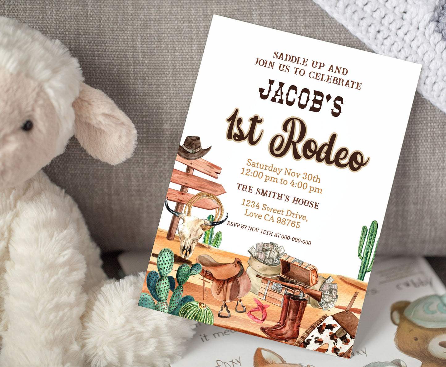 First rodeo EDITABLE Birthday Invitation | Cow boy birthday party - 34A