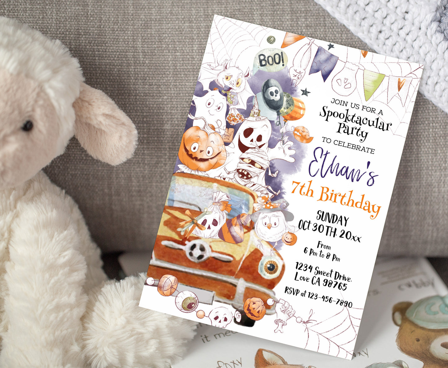 Editable Halloween Birthday Invitation | Kids Halloween Party Invite - 115A