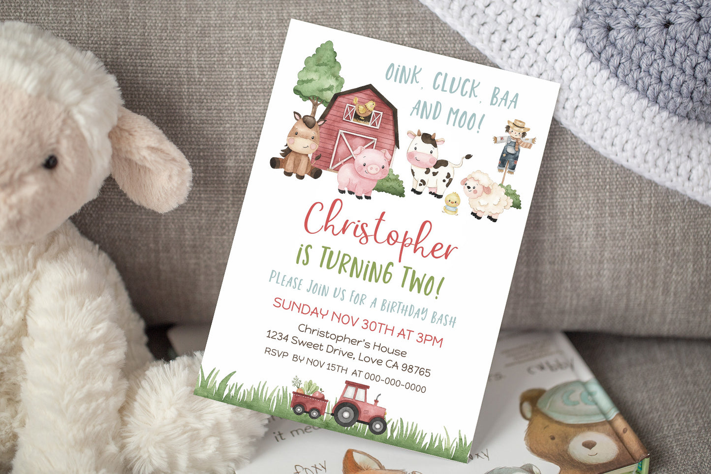 Barnyard Bash Party Invitation | Editable Farm Birthday Invite - 11A