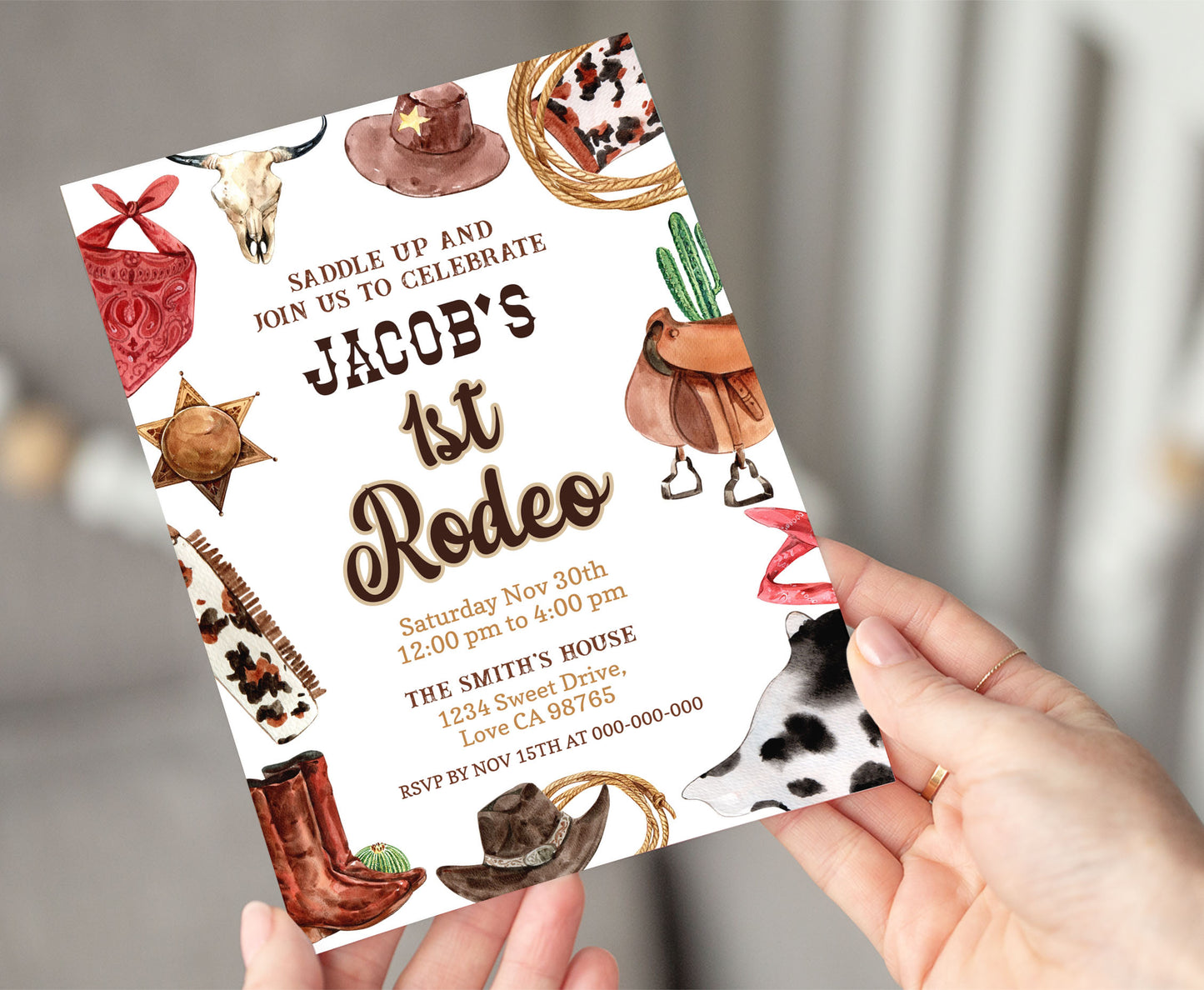 First rodeo EDITABLE Birthday Invitation | Cow boy birthday party - 34A