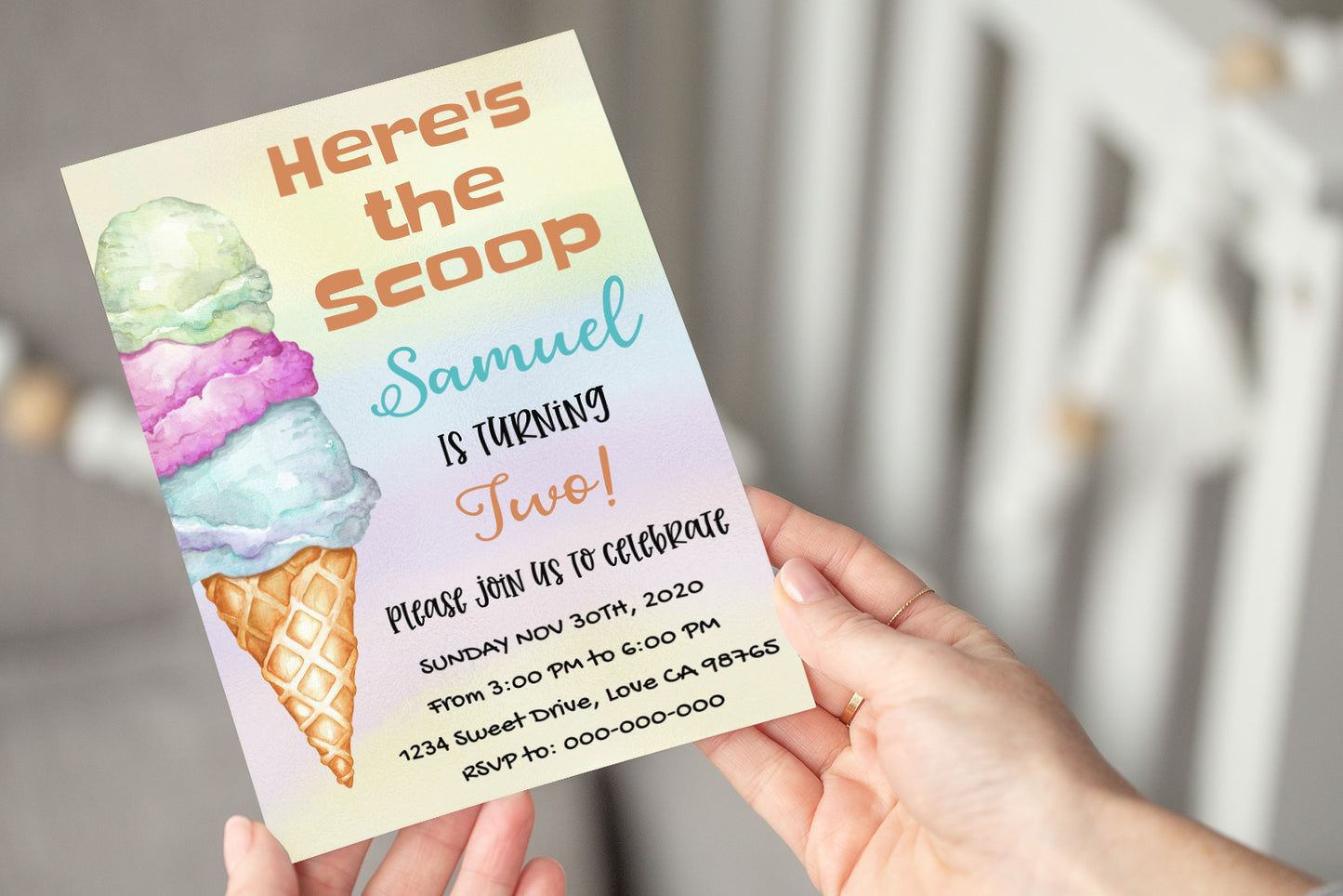 Ice Cream Editable Birthday Invitation | Summer Party Theme - 84A