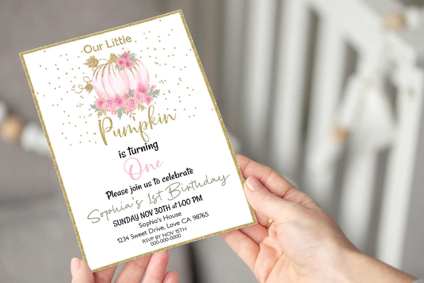 Editable Pumpkin One Birthday Invitation | Fall First Birthday Printable Invite- 30C