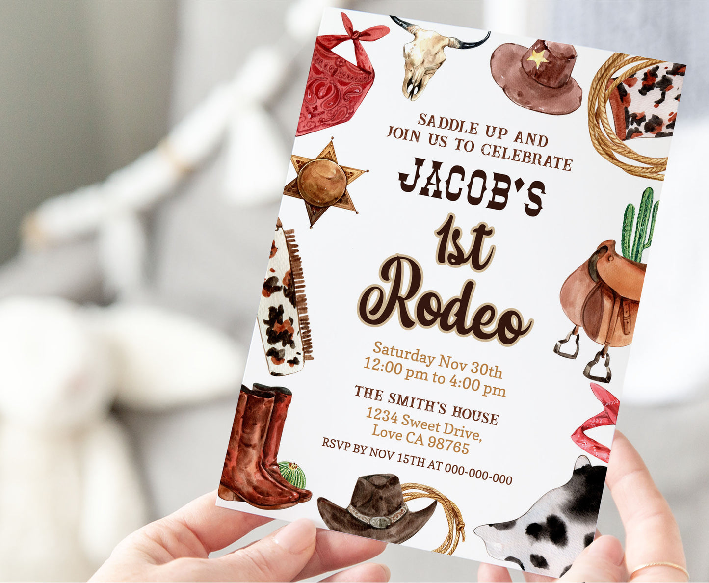 First rodeo EDITABLE Birthday Invitation | Cow boy birthday party - 34A