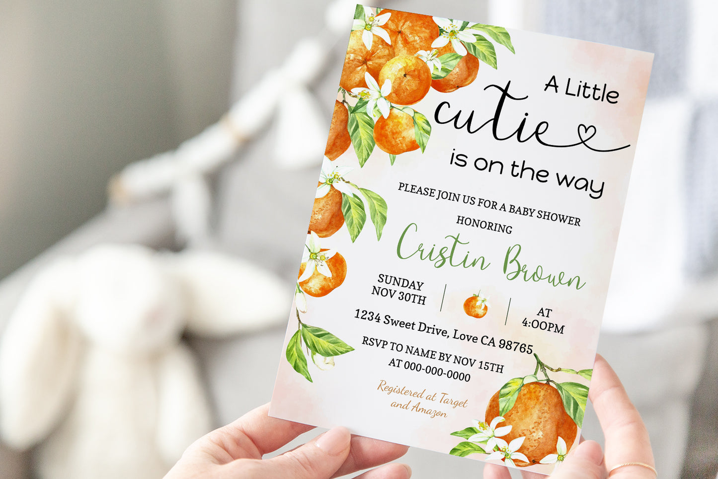 A little Cutie Baby Shower Invitations | Clementine Orange Baby Shower Invite - 88A