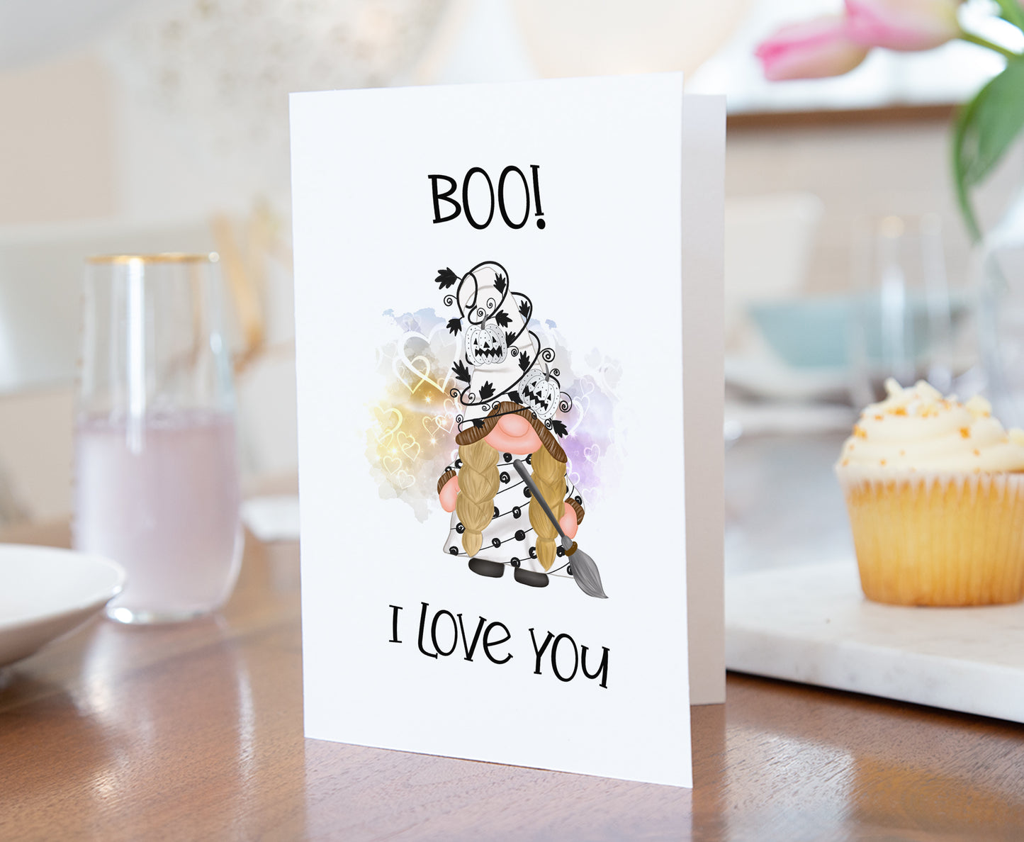 Boo Gnome Halloween Card | Printable 5x7 Folded card - Blank inside