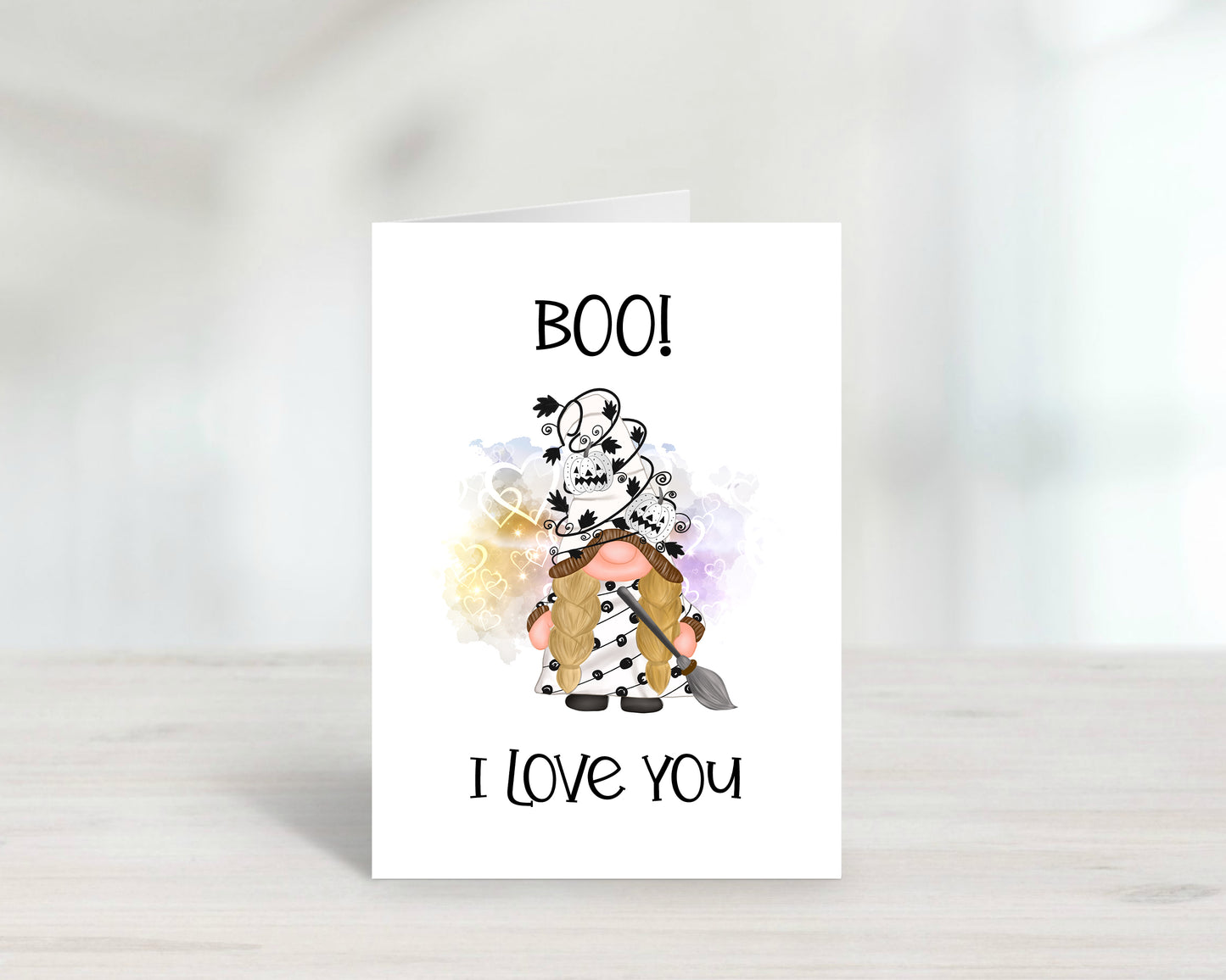 Boo Gnome Halloween Card | Printable 5x7 Folded card - Blank inside