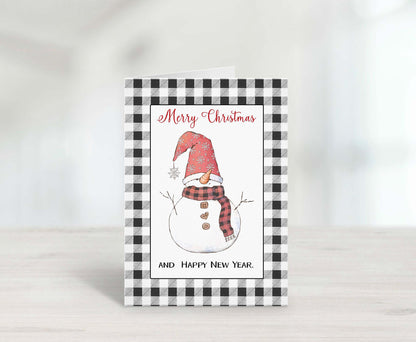 Snowman Card | Merry Christmas Printable 5x7 Folded card - Blank inside - 112