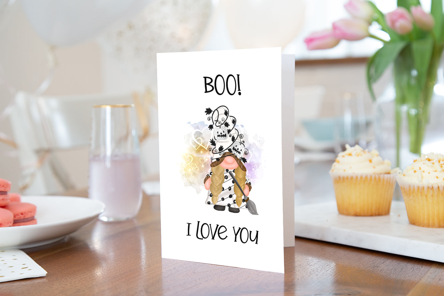 Boo Gnome Halloween Card | Printable 5x7 Folded card - Blank inside