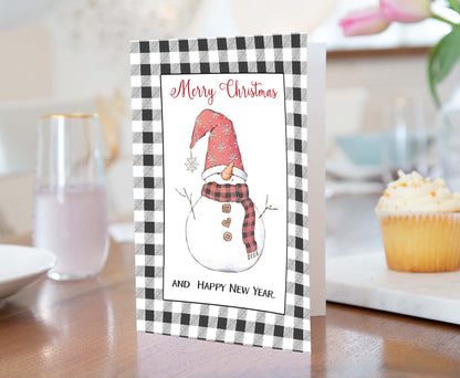 Snowman Card | Merry Christmas Printable 5x7 Folded card - Blank inside - 112