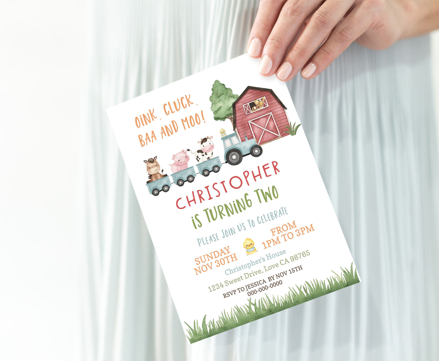 Train boy Birthday Invitation | Editable Farm Party Invite - 11A