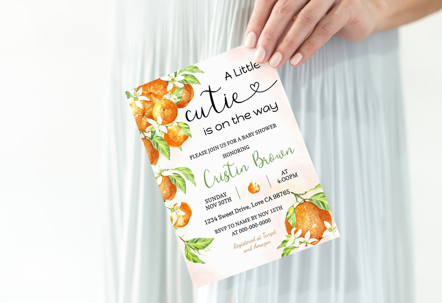 A little Cutie Baby Shower Invitations | Clementine Orange Baby Shower Invite - 88A