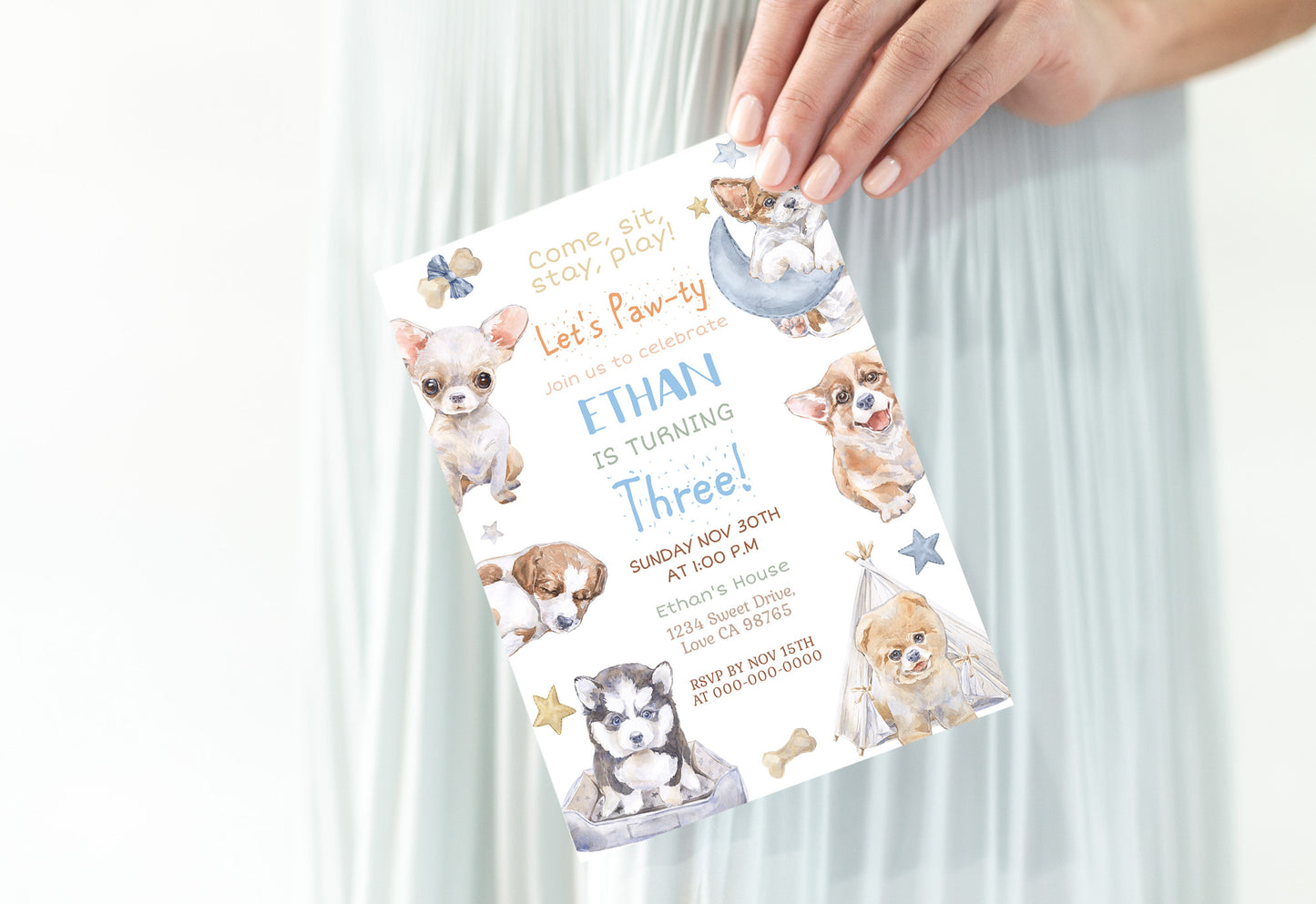 Dog Birthday Invitation | Editable Puppy Party Invite - 72A