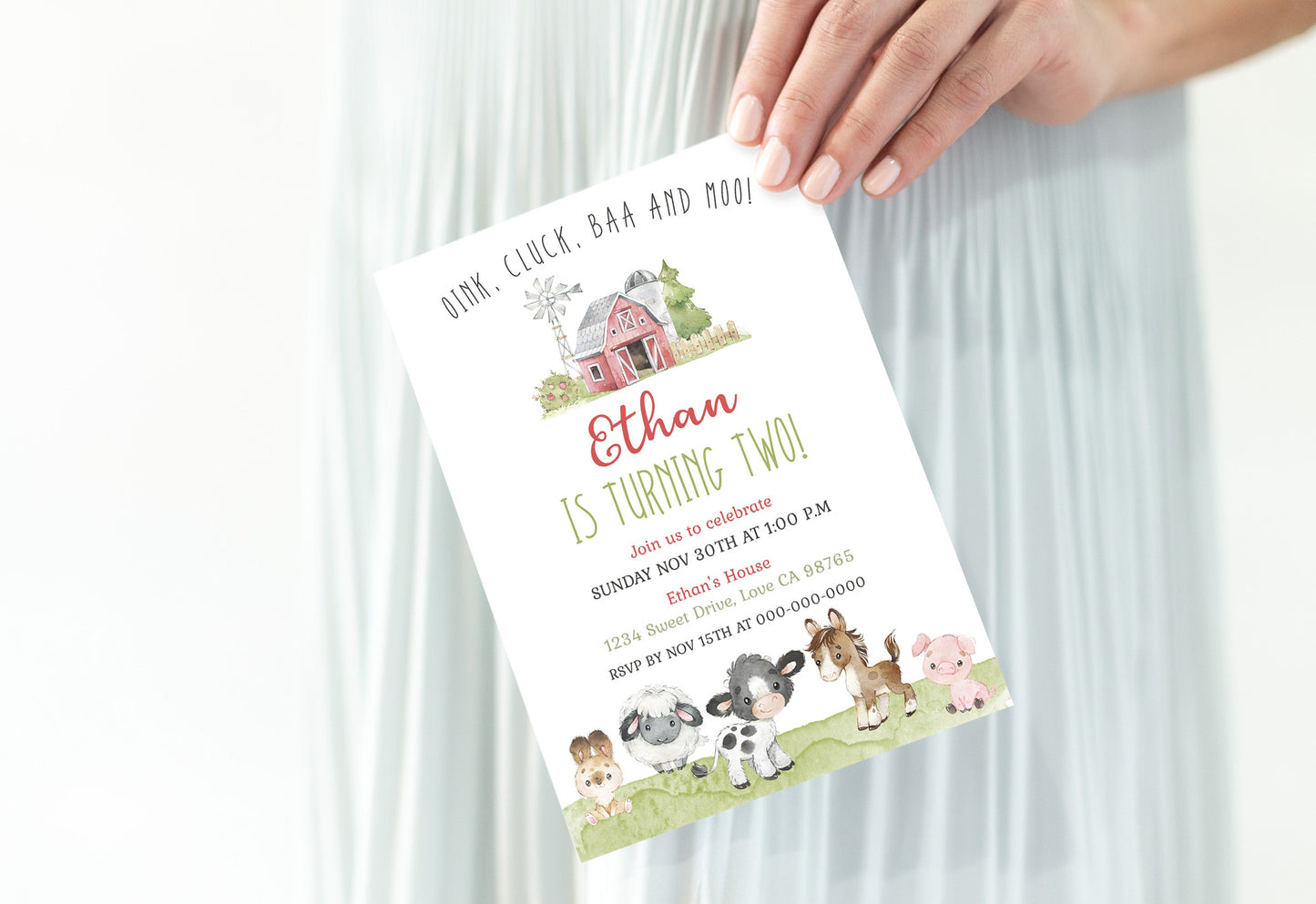 Farm Birthday Invitation | Editable Barnyard Bash Invite Boy - 11C1