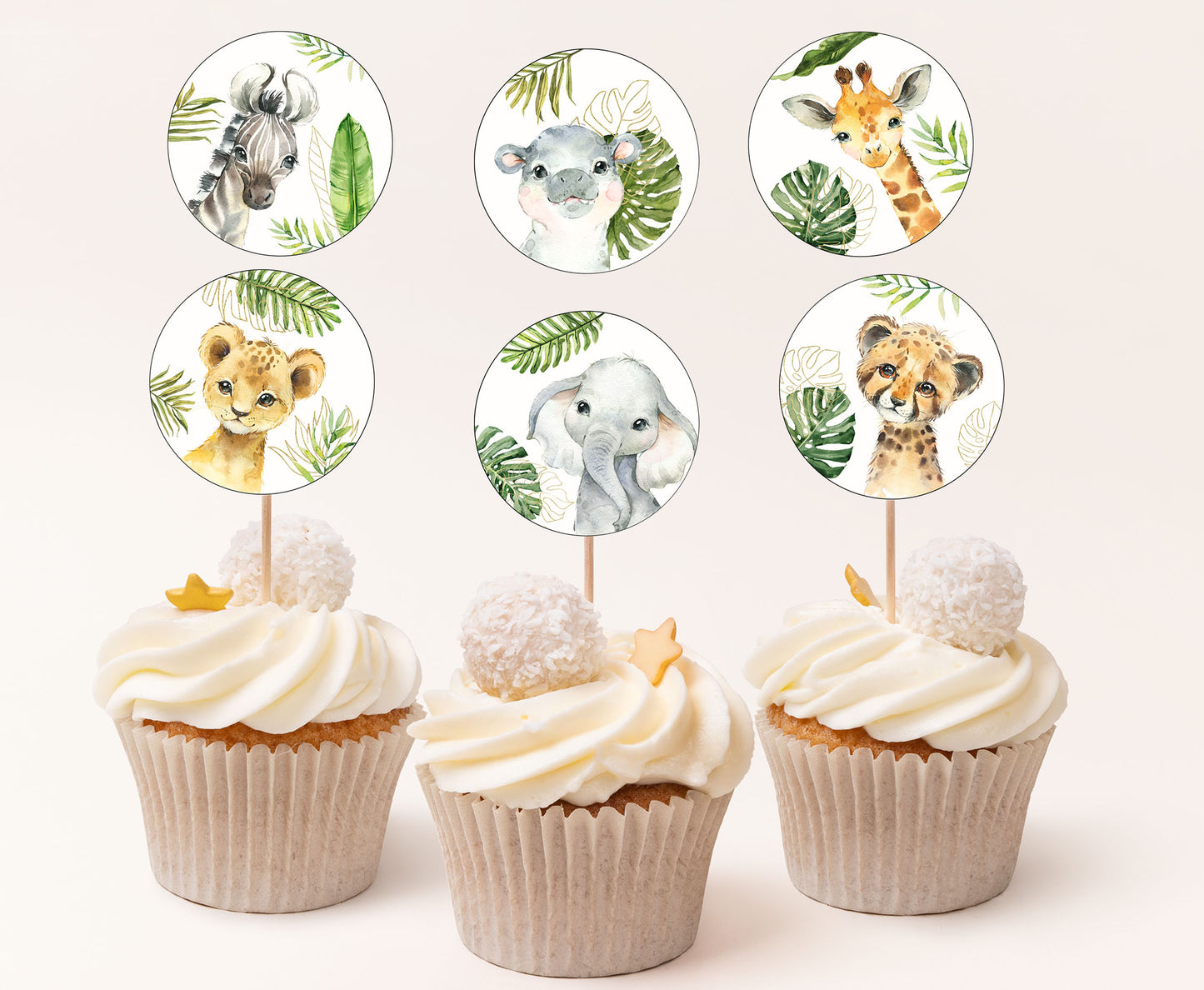 Safari Cupcake Toppers | Jungle Themed Party Cupcake Picks -35A