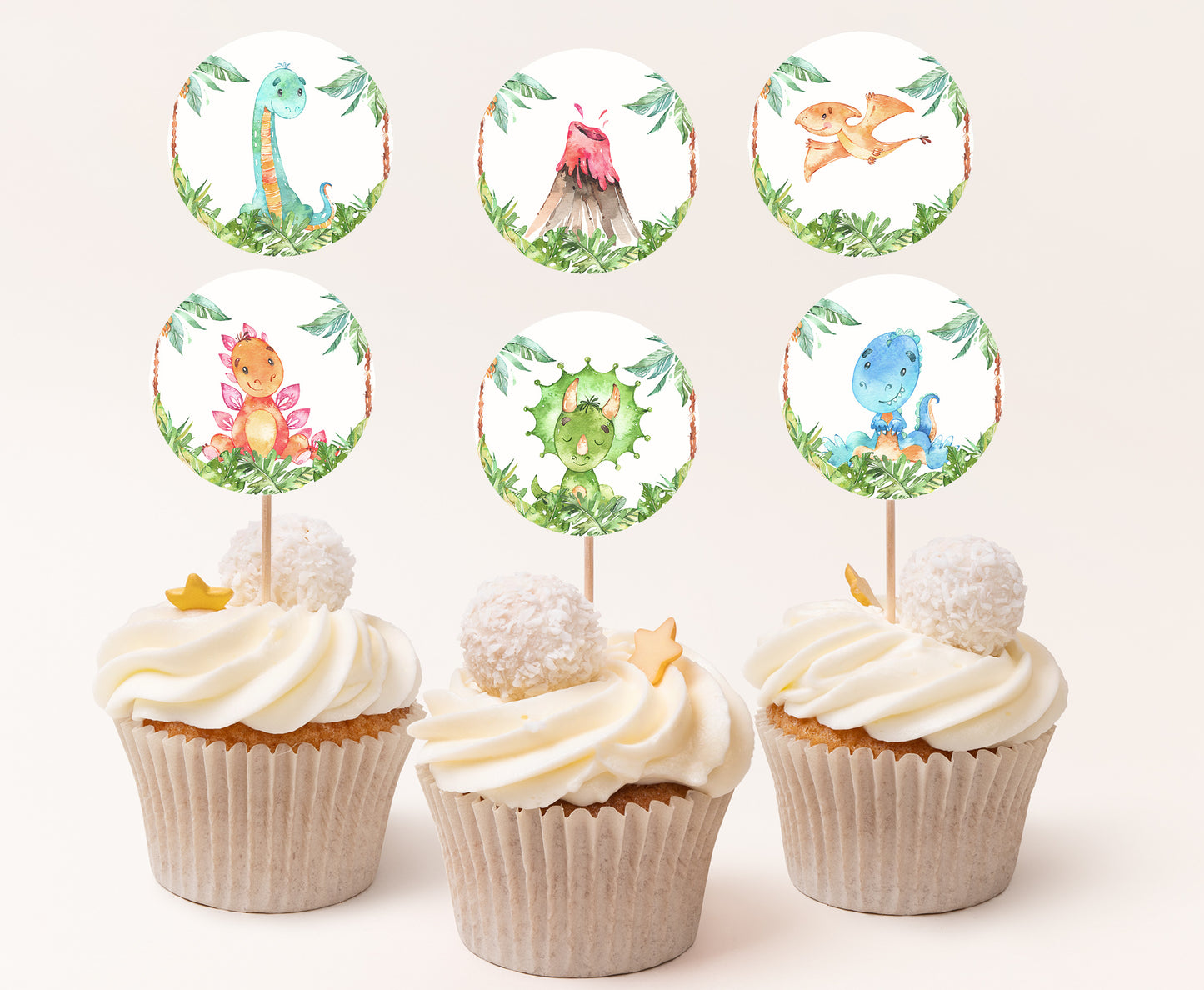 Dinosaur Cupcake Toppers | Dinosaur Themed Cupcake Picks - 08A