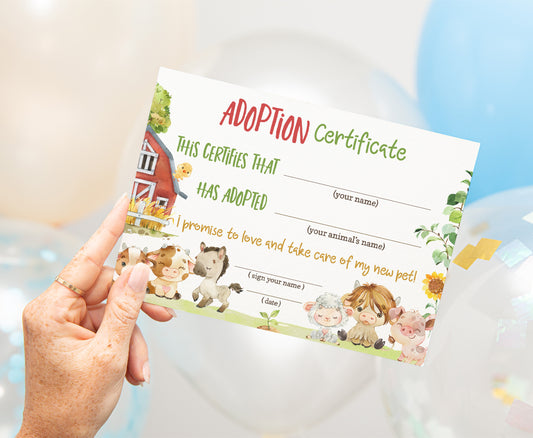 Farm Adoption Certificate - 11D