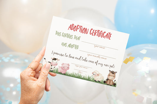 Farm Adoption Certificate - 11A