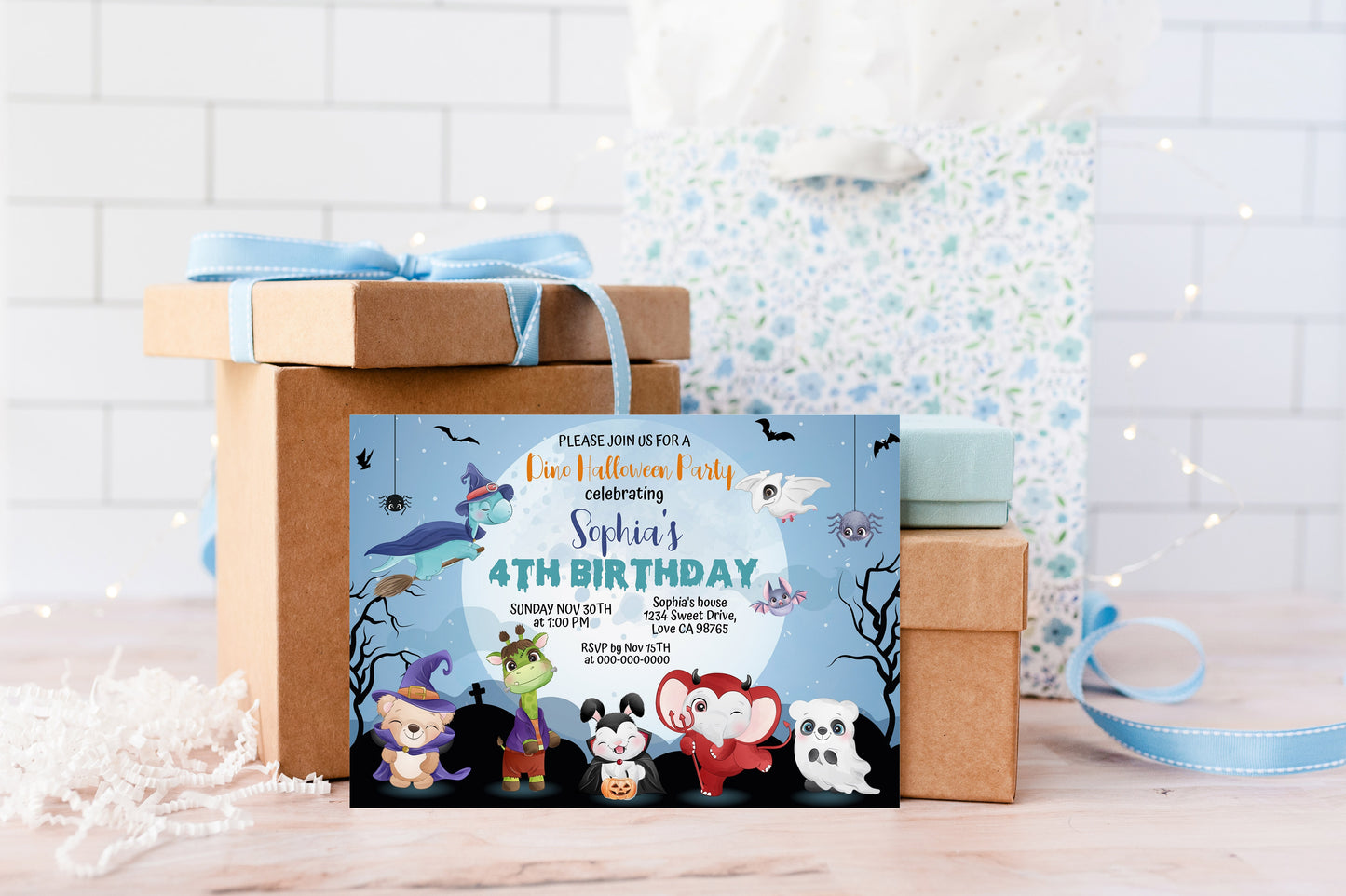 Editable Halloween Birthday Invitation | Woodland Animals Themed Party - 115F