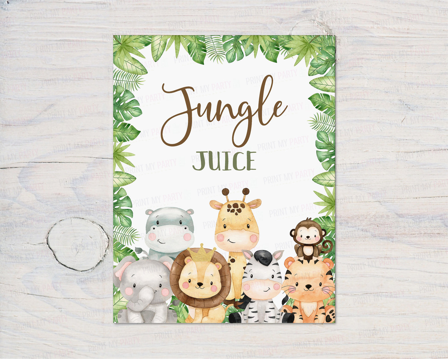 Jungle Juice Sign | Safari Animals Party Table Decorations - 35E