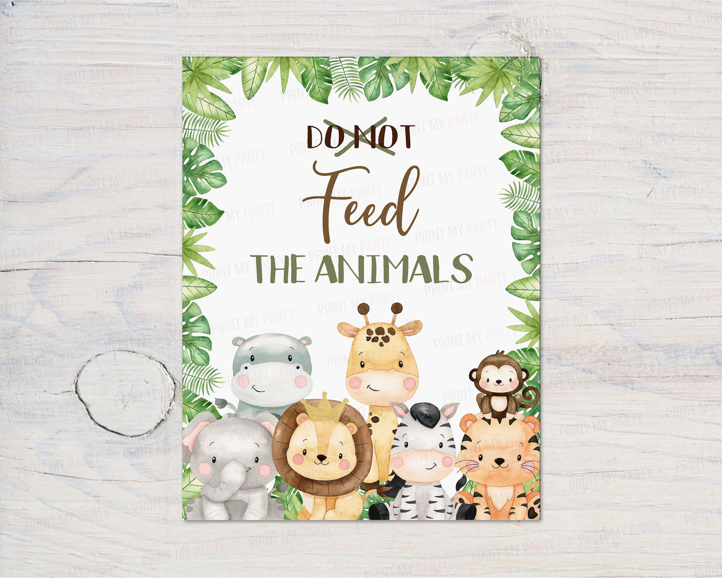 Safari Do not feed the Animals Sign | Jungle Animals Party Table Decorations - 35E