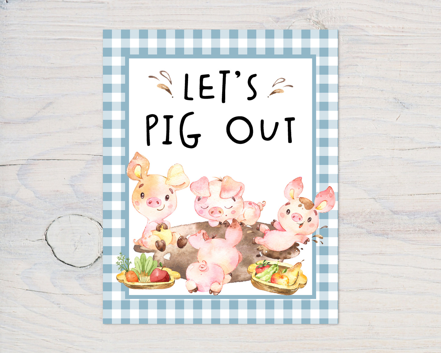 Farm Let's Pig Out Sign | Farm Theme Party Table Decoration - 11C2