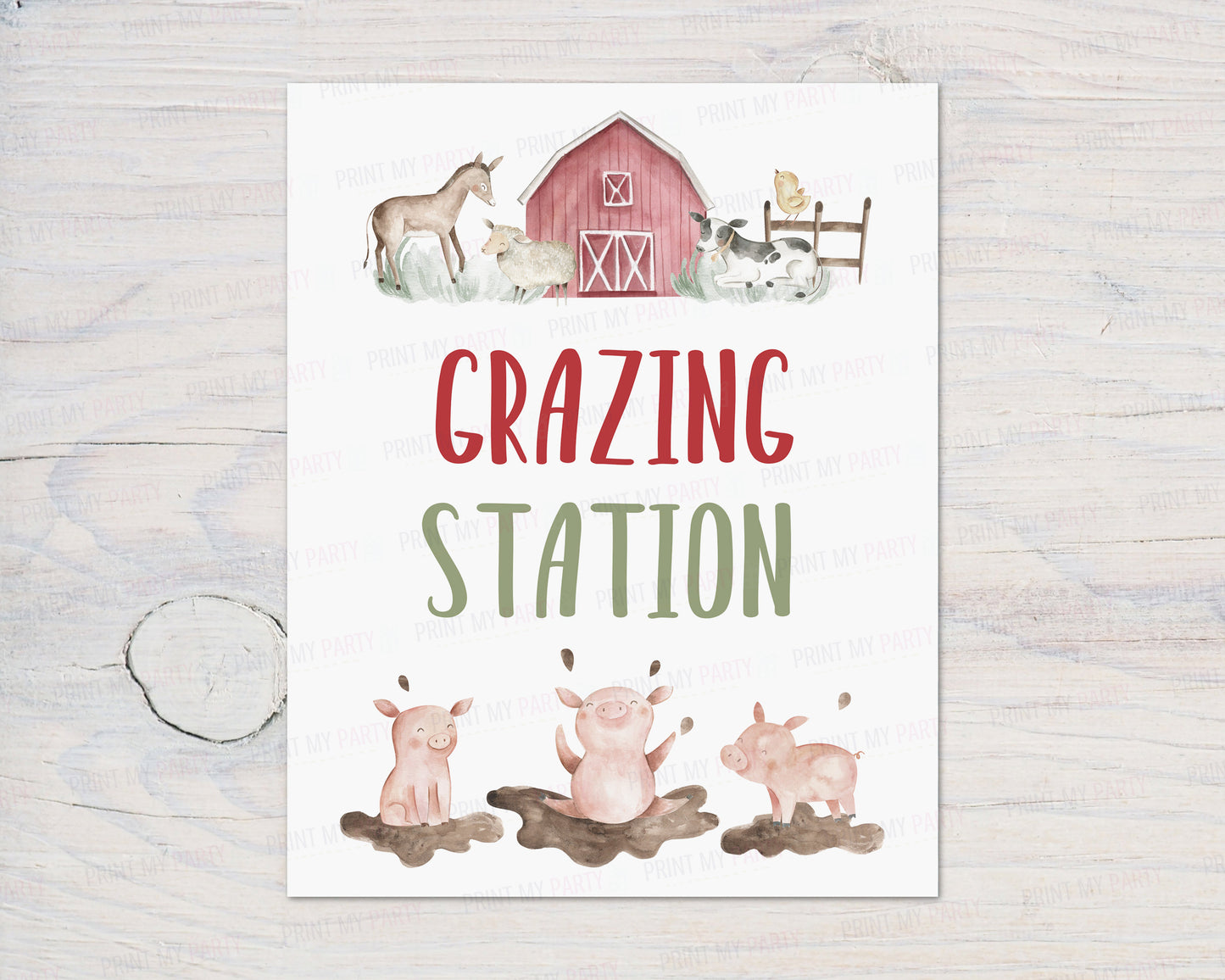 Grazing Station Sign | Boy Farm Party Decorations - 11B