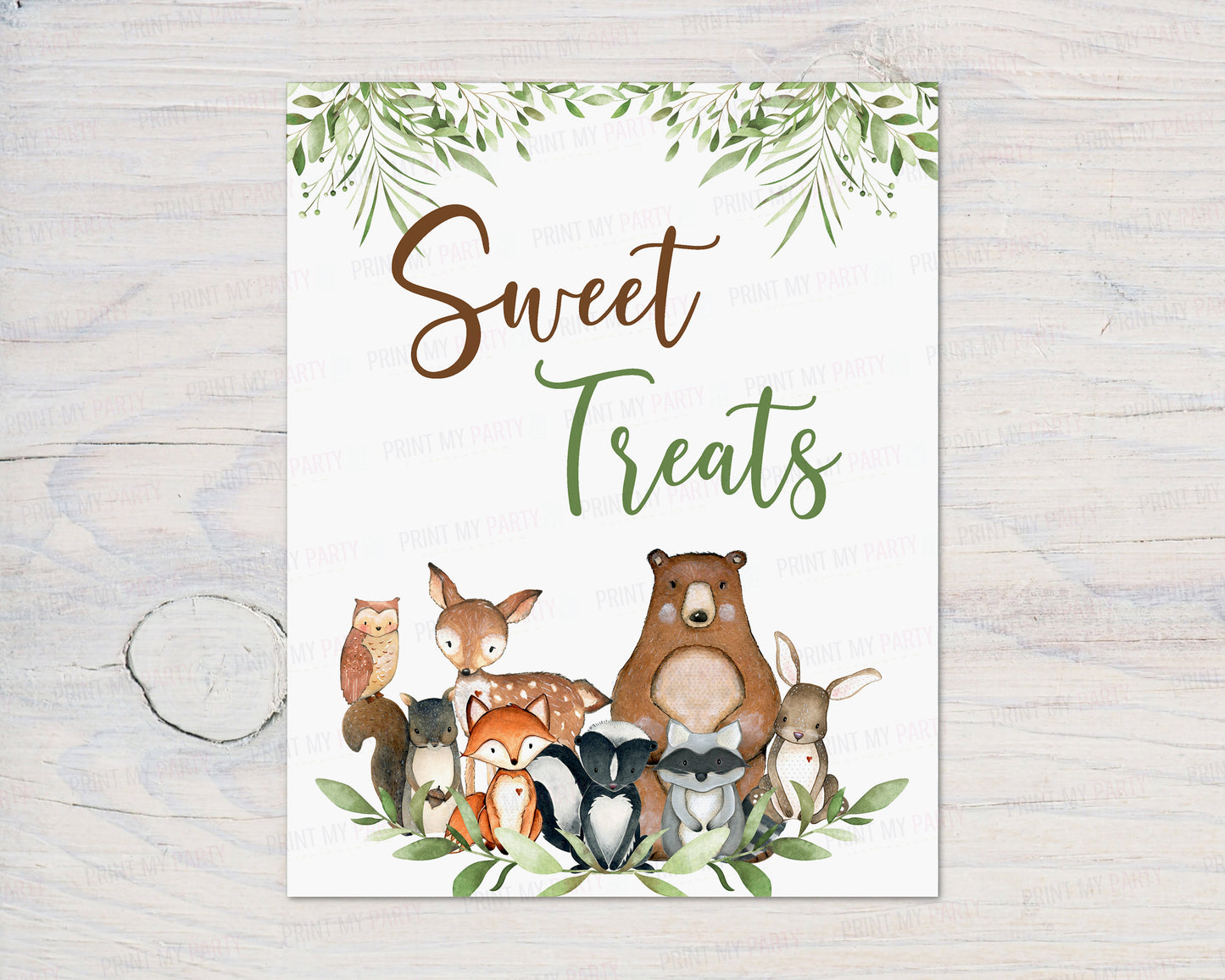 Woodland Sweet Treats Sign | Forest Animals Party Decorations - 47J0