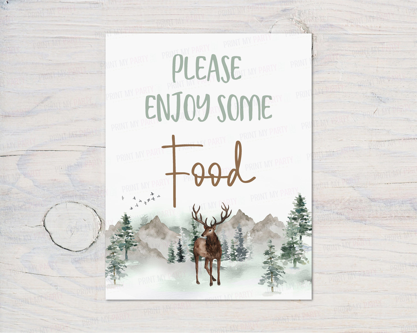 Woodland Enjoy some Food Sign | Forest Animals Party Decorations - 47H