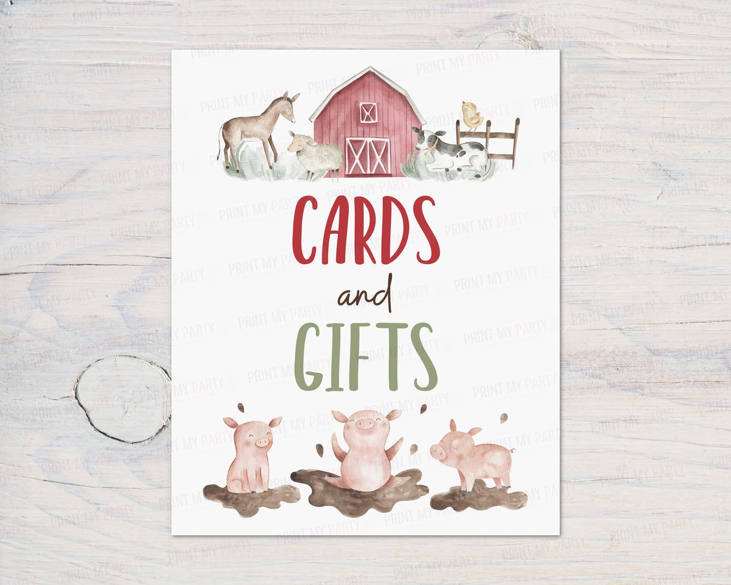 Cards and Gifts Sign | Boy Farm Party Decorations - 11B