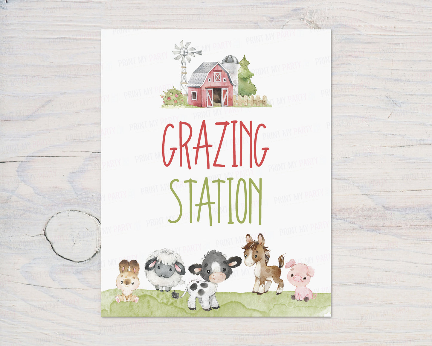 Grazing Station Sign Printable | Farm Party Table Decoration - 11C1