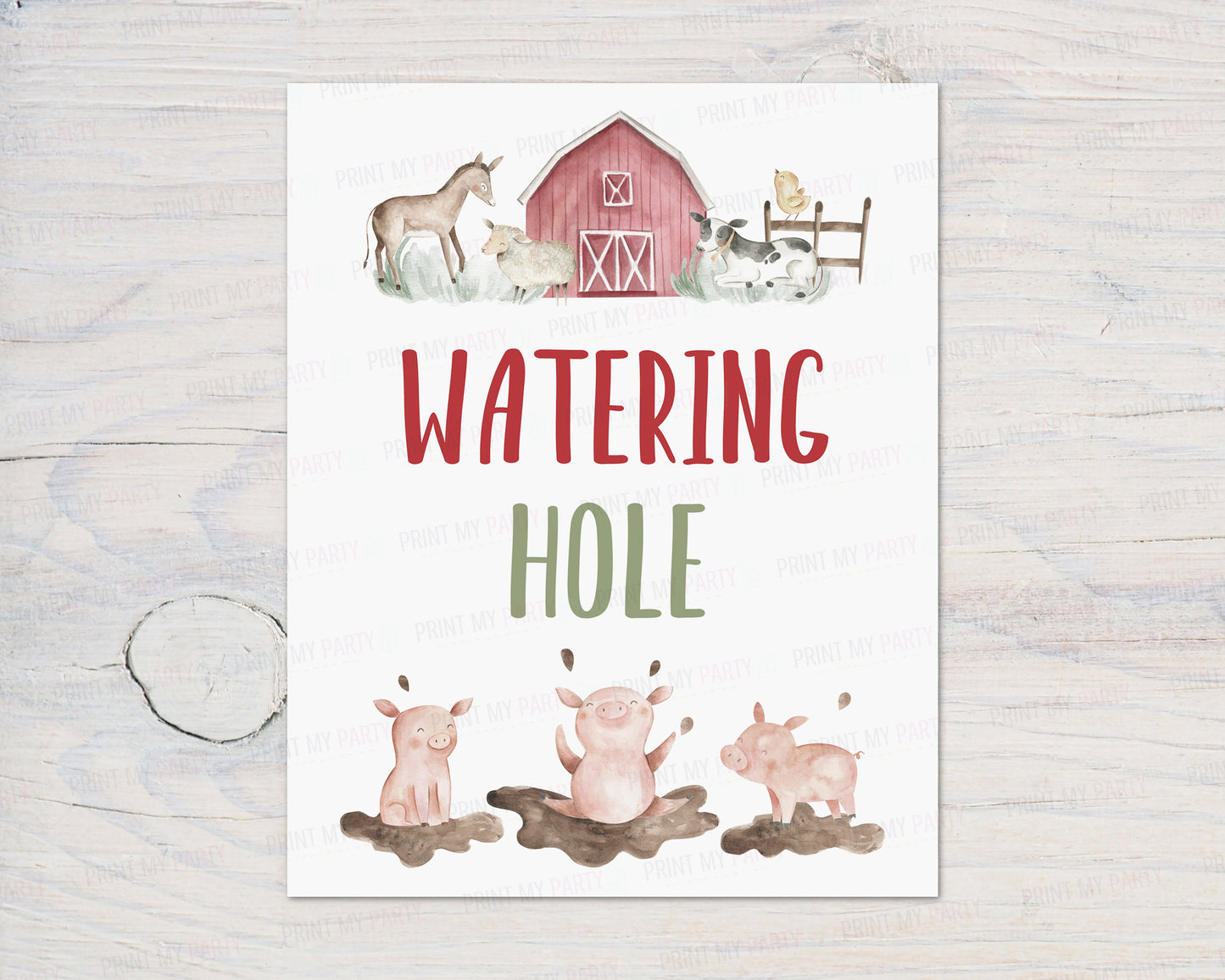 Watering Hole Sign | Boy Farm Party Decorations - 11B