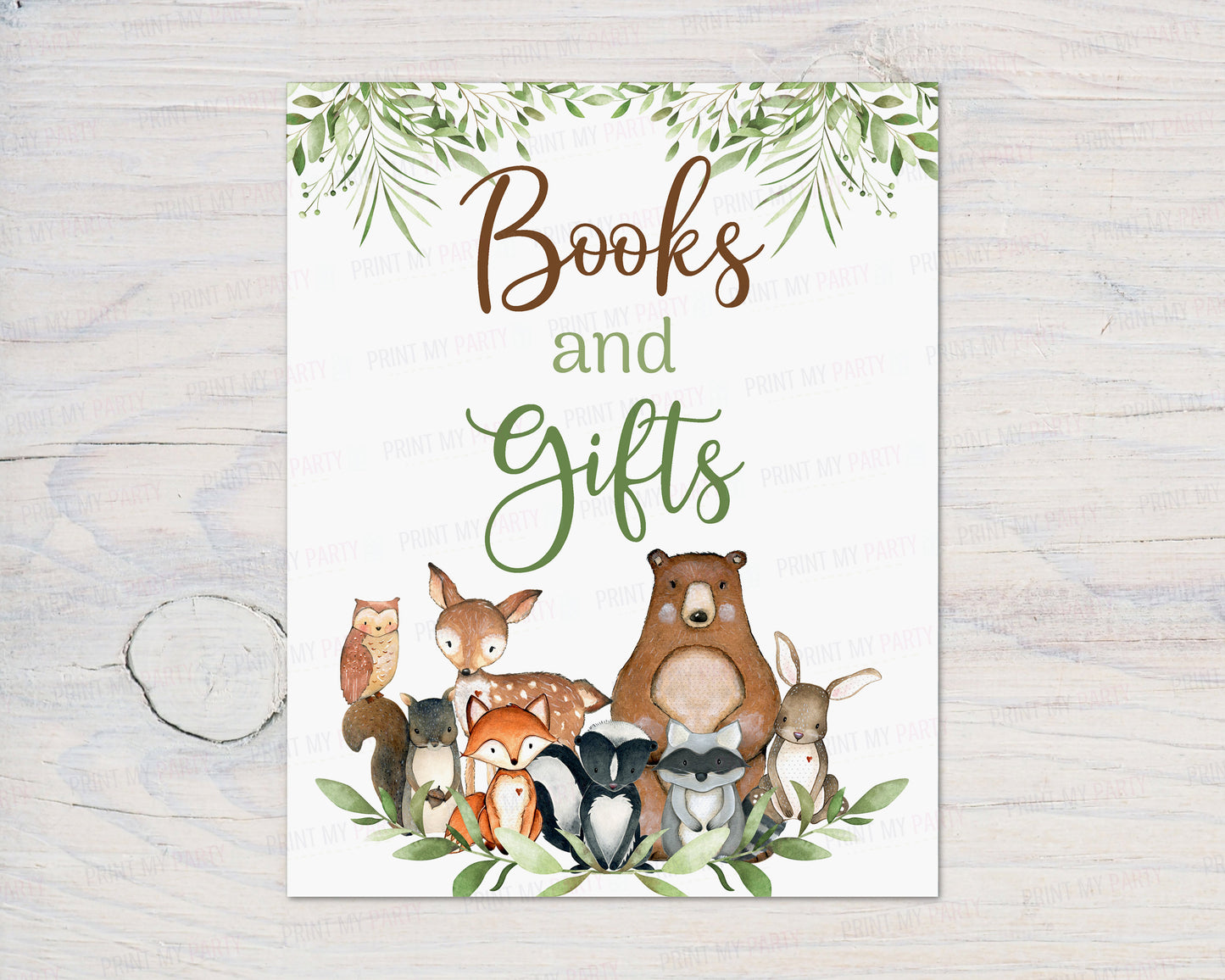 Woodland Books and Gifts Sign | Forest Animals Baby Shower Decorations - 47J0