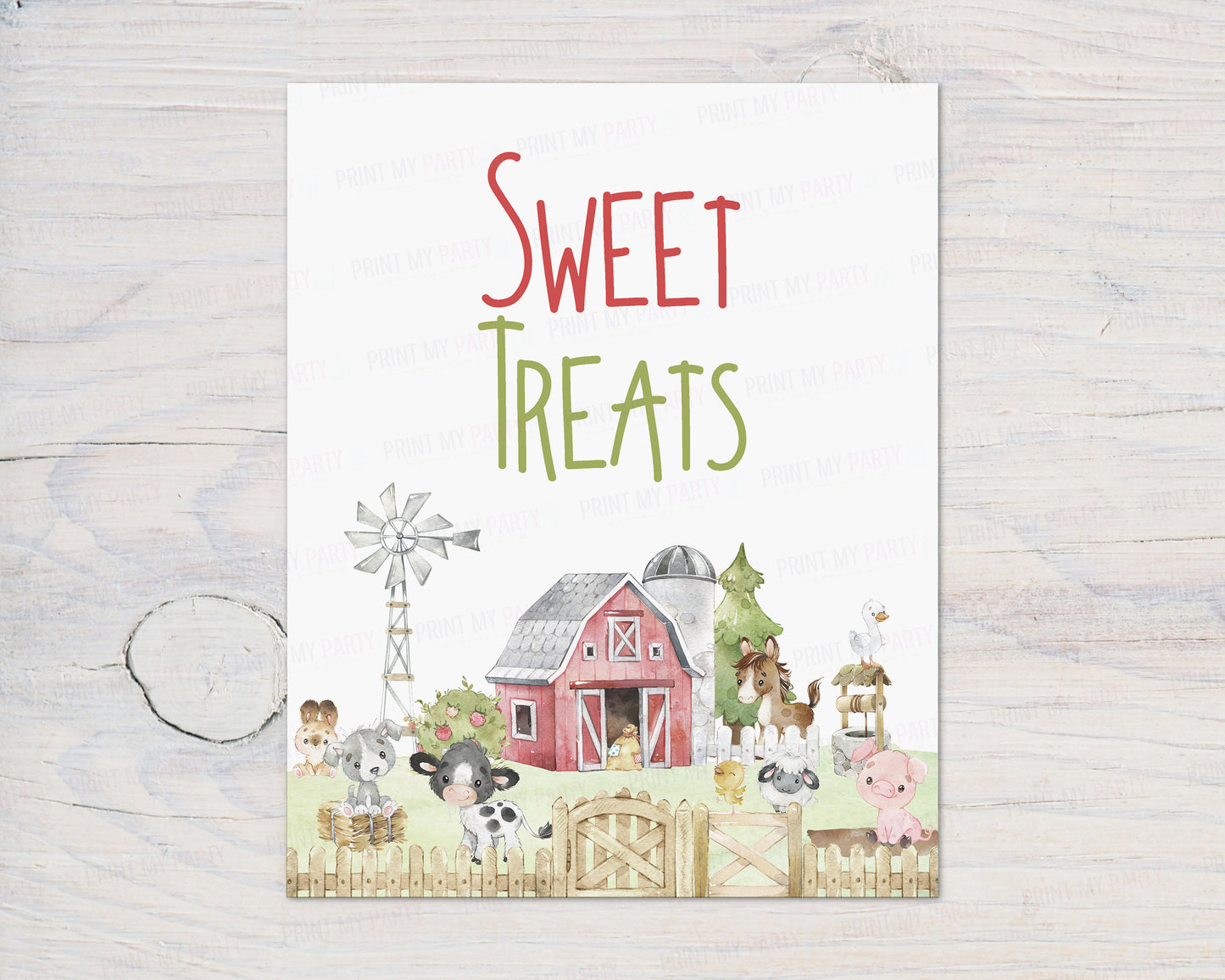 Sweet Treats Sign Printable | Farm Party Table Decoration - 11C1