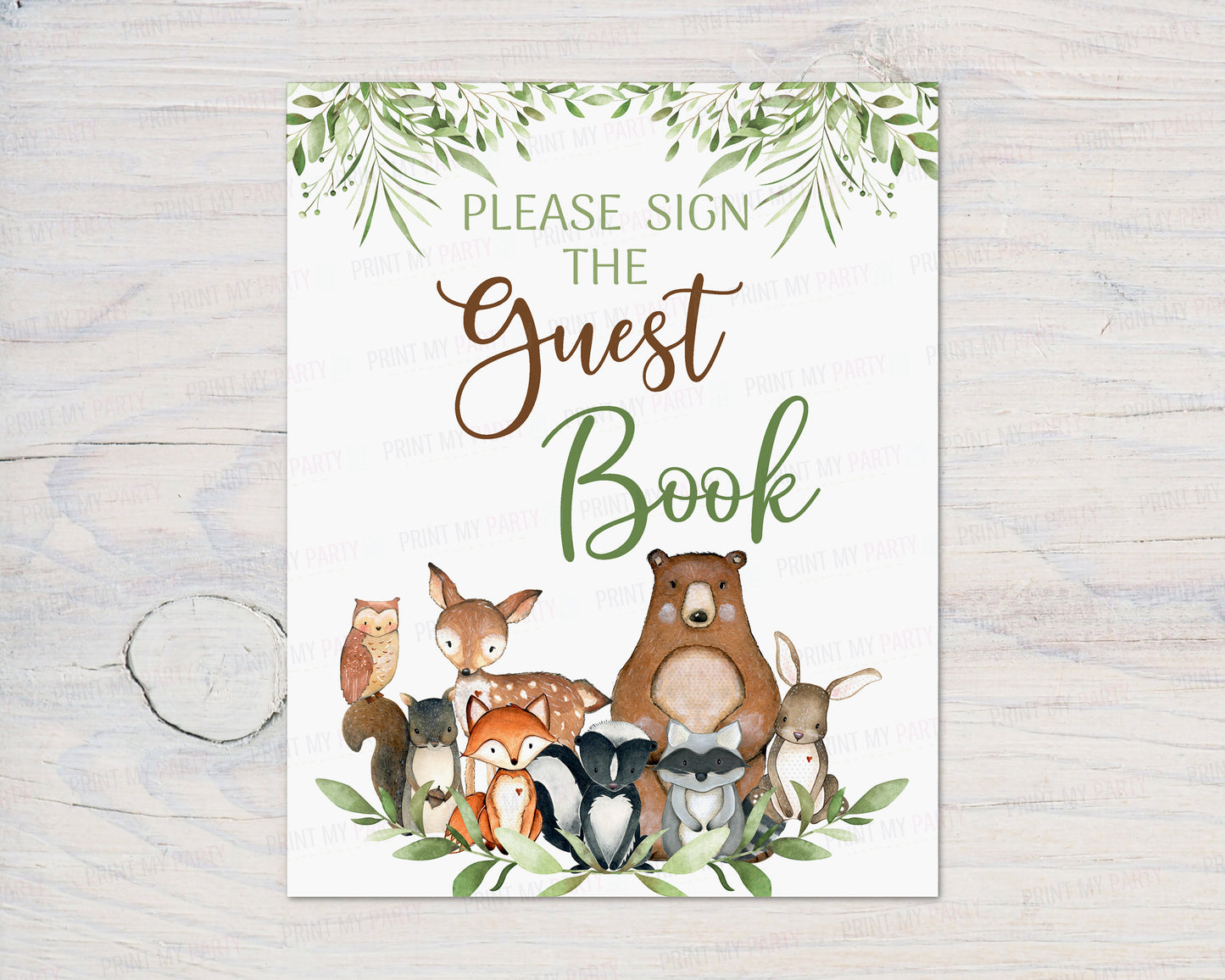 Woodland Guest Book Sign | Forest Animals Party Decorations - 47J0