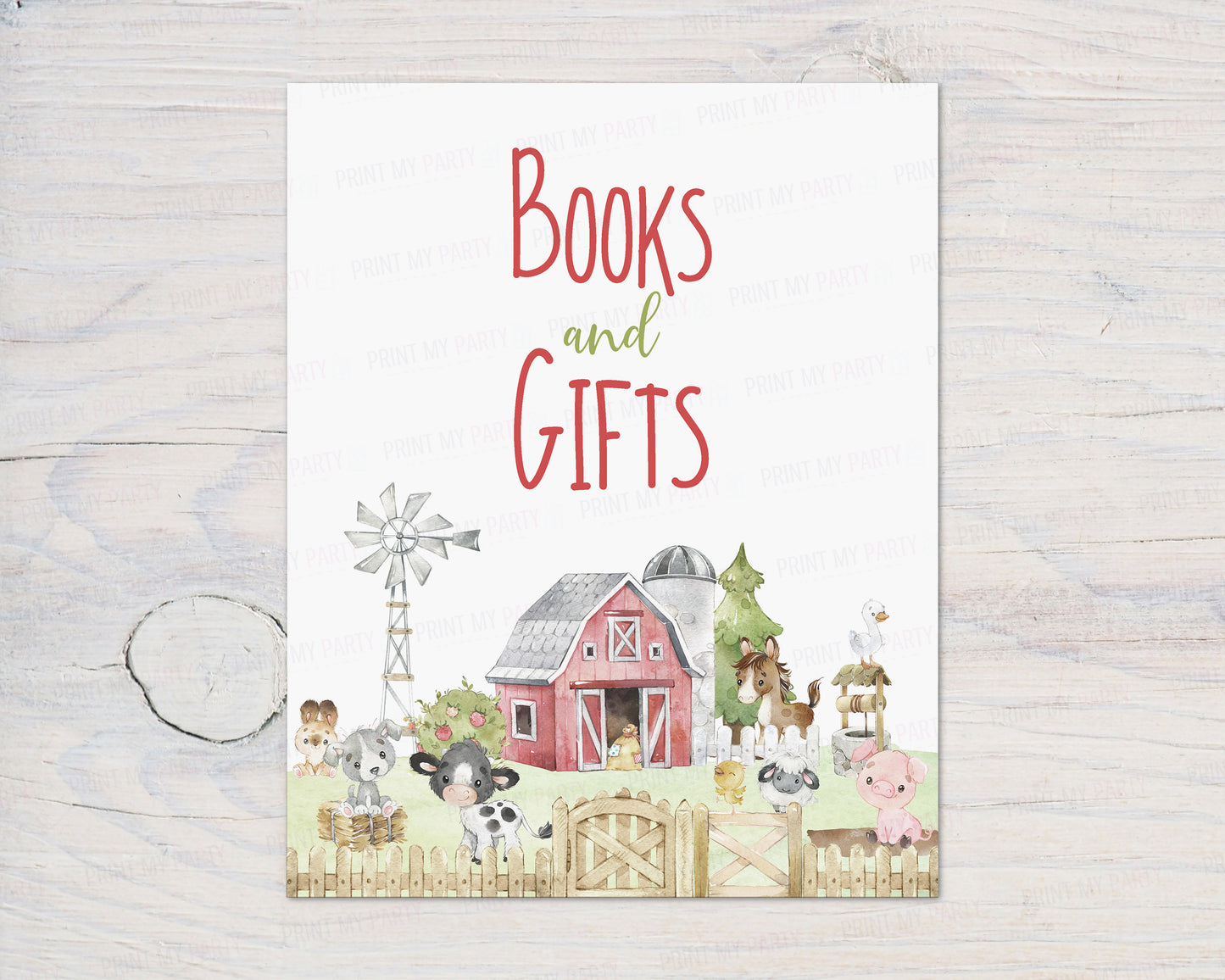 Books and Gifts Sign Printable | Farm Baby Shower Table Decoration - 11C1