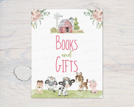 Book and Gifts Sign Printable | Floral Farm Baby Shower Decorations - 11C1