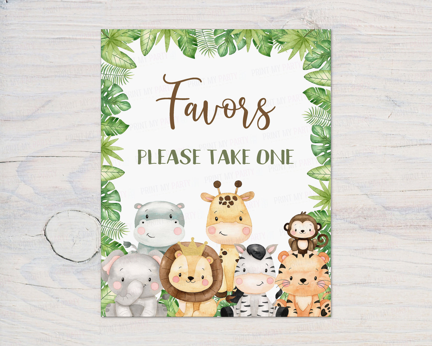 Safari Favors Sign | Jungle Animals Party Table Decorations - 35E