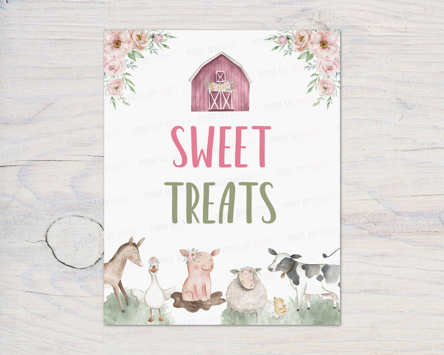 Sweet Treats Sign | Girl Farm Party Decorations - 11B