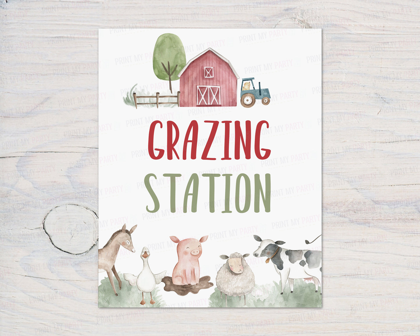 Grazing Station Sign | Farm Party Decorations - 11B