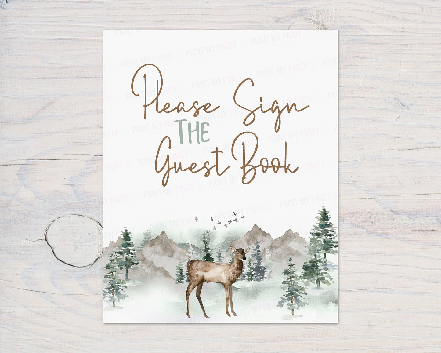 Woodland Guest Book Sign | Forest Animals Party Decorations - 47H